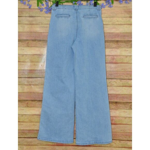 JBD Just Black Denim Ladies 30 Patch Pocket Light Wash Wide Leg Jeans High Rise - Picture 5 of 11